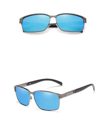 Men's Rectangular Semi Rimless 'Drongo Bee' Metal Sunglasses