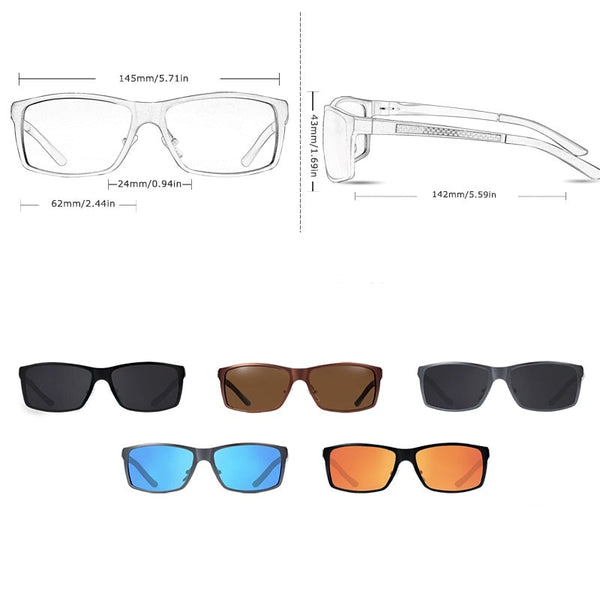 Men's Classic Rectangular 'Bright Light' Metal Sunglasses