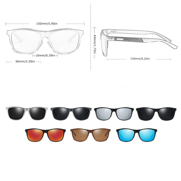 Men's Rectangular Polarized '007' Metal Sunglasses