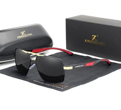 Men's Polarized Square 'Black Belt' Metal Sunglasses