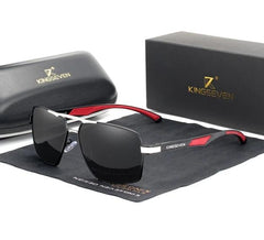 Men's Polarized Square 'Black Belt' Metal Sunglasses