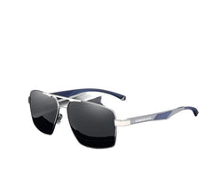 Men's Polarized Square 'Black Belt' Metal Sunglasses