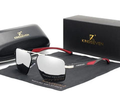 Men's Polarized Square 'Black Belt' Metal Sunglasses