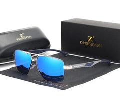 Men's Polarized Square 'Black Belt' Metal Sunglasses