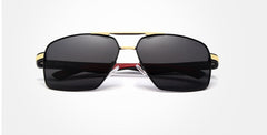 Men's Polarized Square 'Black Belt' Metal Sunglasses