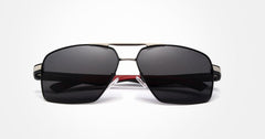 Men's Polarized Square 'Black Belt' Metal Sunglasses