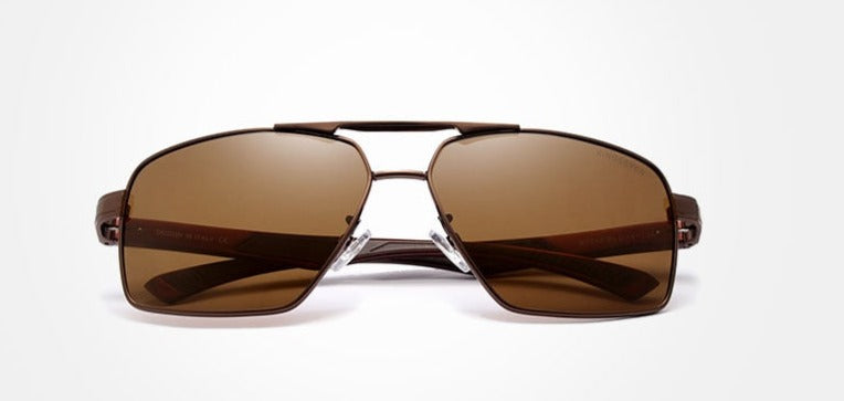 Men's Polarized Square 'Black Belt' Metal Sunglasses