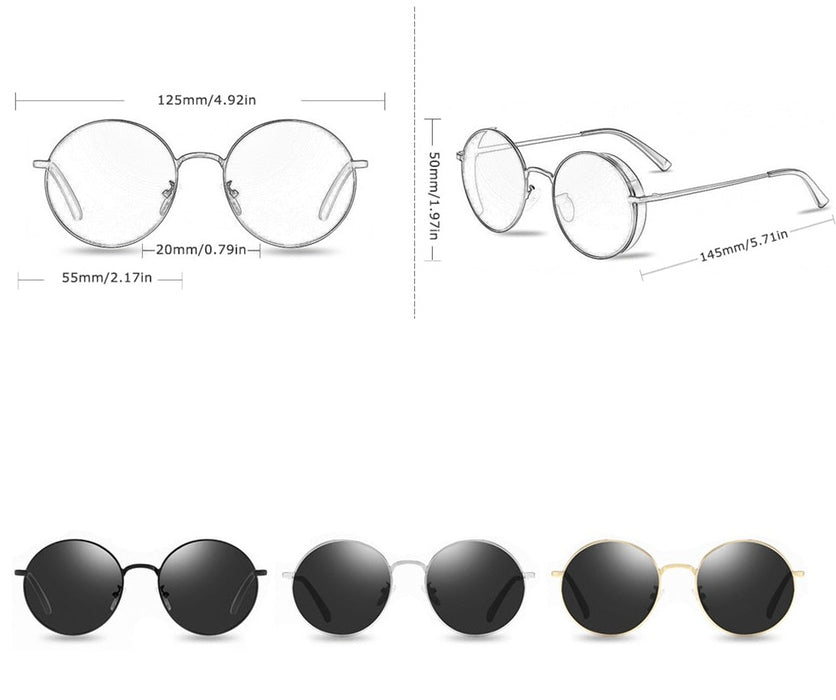 Men's Oval 'Steampunk' Metal Sunglasses