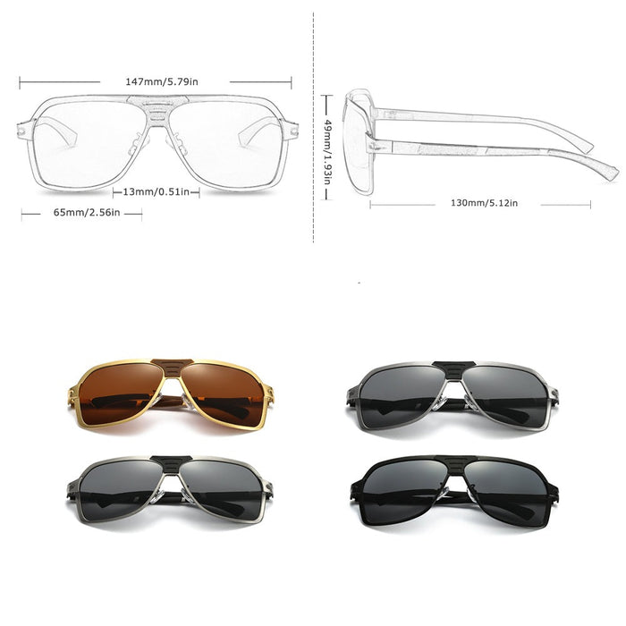 Men's Polarized Hexagonal 'Euro' Metal Sunglasses