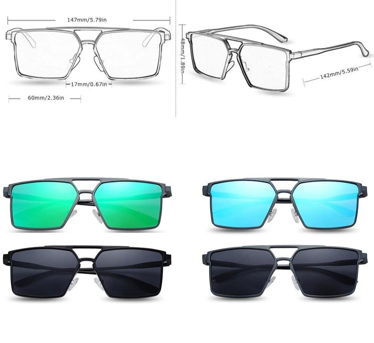 Men's Polarized Hexagonal 'Geometric' Metal Sunglasses