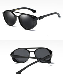 Men's Polarized Round 'Double Snake' Plastic Sunglasses