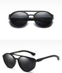 Men's Polarized Round 'Double Snake' Plastic Sunglasses