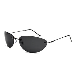 Men's Polarized Rimless Oval The Matrix 'Neo| Revolutions' Metal Sunglasses