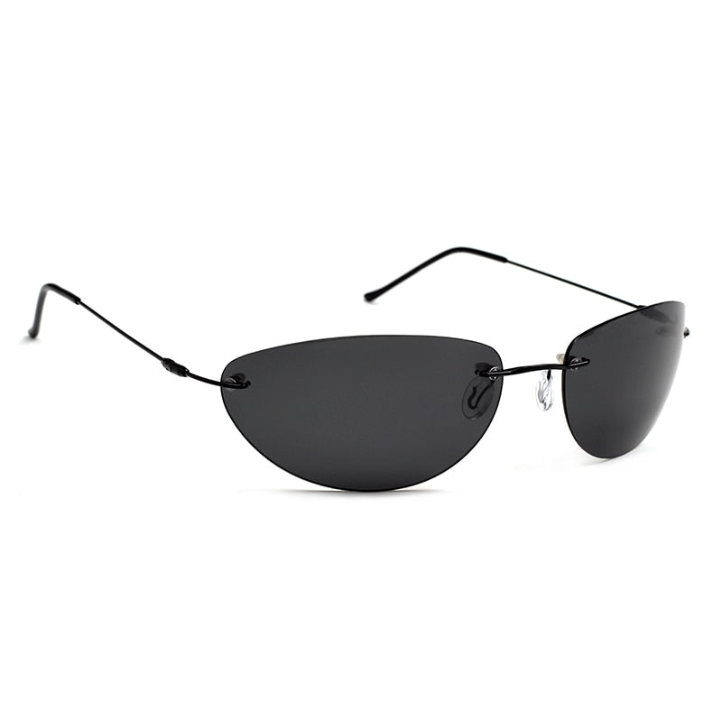 Men's Polarized Rimless Oval The Matrix 'Neo| Revolutions' Metal Sunglasses