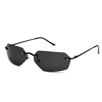 Men's Rimless Polarized Hexagonal 'Agent Smith 01 Freed' Metal Sunglasses