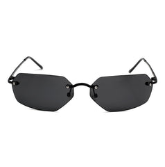 Men's Rimless Polarized Hexagonal 'Agent Smith 01 Freed' Metal Sunglasses