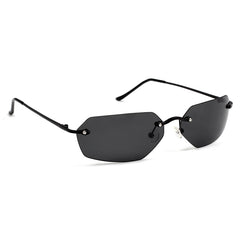 Men's Rimless Polarized Hexagonal 'Agent Smith 01 Freed' Metal Sunglasses