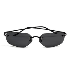 Men's Rimless Polarized Hexagonal 'Agent Smith 01 Freed' Metal Sunglasses