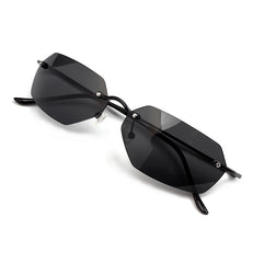 Men's Rimless Polarized Hexagonal 'Agent Smith 01 Freed' Metal Sunglasses