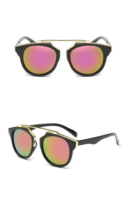 Women's Round 'Katana' Plastic Sunglasses