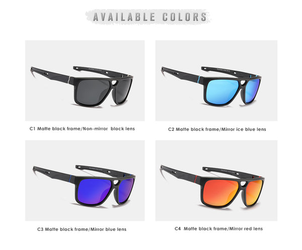 Men's Square Polarized 'Front Side' Plastic Sunglasses