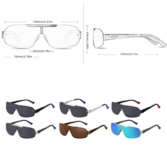Men's Polarized Rimless 'Grand Prix' Metal Sunglasses