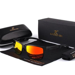 Men's Polarized Rectangular 'Waves' Metal Sunglasses