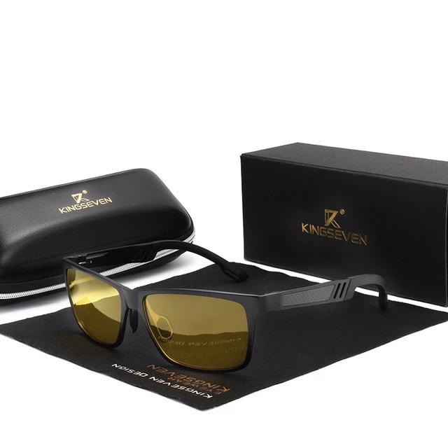 Men's Polarized Rectangular 'Waves' Metal Sunglasses