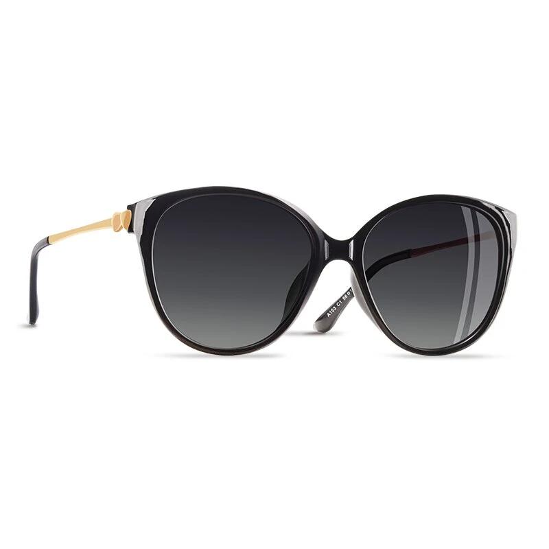 Women's Polarized Cat Eye 'Touch of Modern' Metal Sunglasses