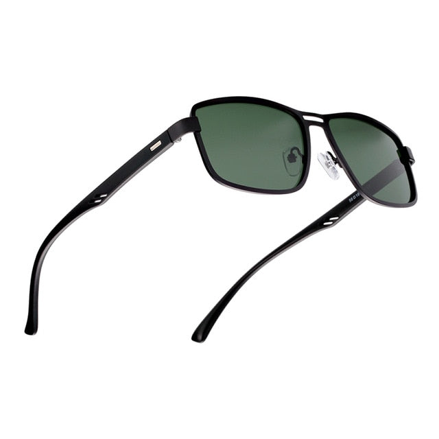 Men's Polarized Rectangular 'Tai Affair' Metal Sunglasses