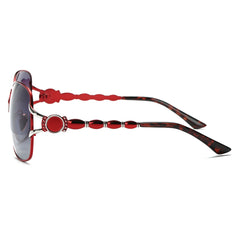 Women's Oversized Round 'Snow Print' Metal Sunglasses