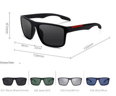 Men's Polarized Rectangular 'Beach Cruiser' Plastic Sunglasses