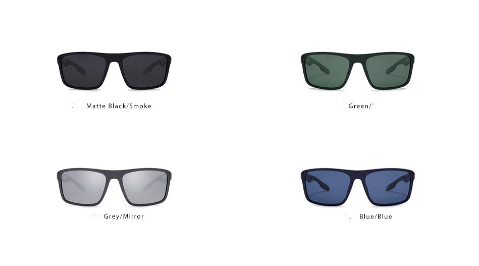 Men's Polarized Rectangular 'Beach Cruiser' Plastic Sunglasses
