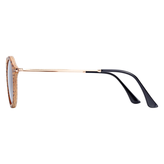 Unisex Vintage Round 'Aspiring Zebie' Wooden and Metal Sunglasses