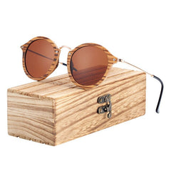 Unisex Vintage Round 'Aspiring Zebie' Wooden and Metal Sunglasses