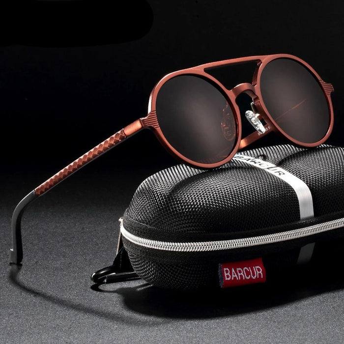 Men's Vintage Oval 'Black Jet' Metal Sunglasses