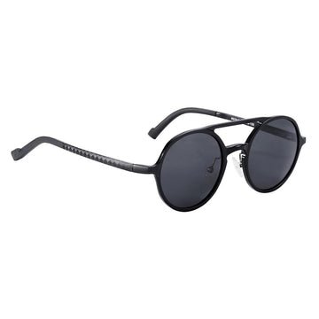 Men's Vintage Oval 'Black Jet' Metal Sunglasses