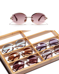 Women's Rimless Oval 'Elite Fair' Metal Sunglasses