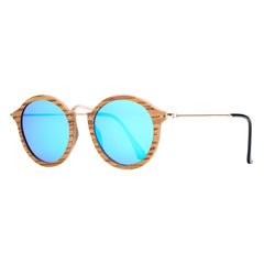 Unisex Vintage Round 'Aspiring Zebie' Wooden and Metal Sunglasses