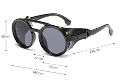 Men's Round Steampunk 'Warboy' Plastic Sunglasses