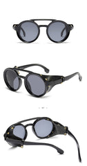 Men's Round Steampunk 'Warboy' Plastic Sunglasses