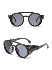 Men's Round Steampunk 'Warboy' Plastic Sunglasses