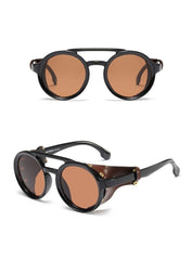 Men's Round Steampunk 'Warboy' Plastic Sunglasses