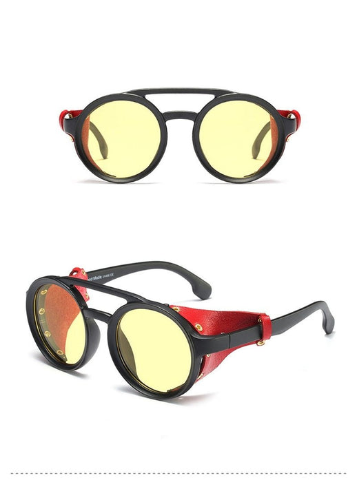 Men's Round Steampunk 'Warboy' Plastic Sunglasses