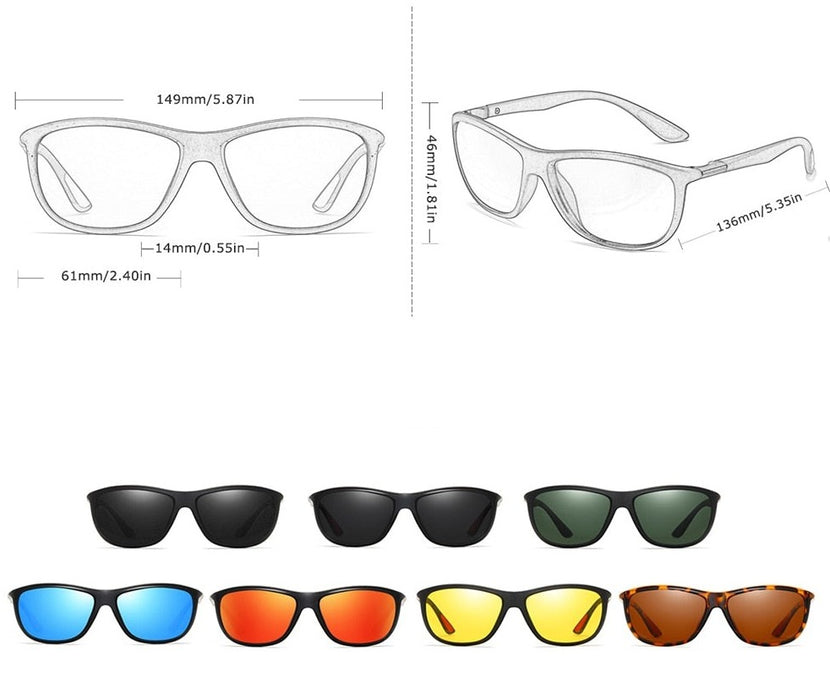 Men's Polarized Rectangular 'Ill Be Back' Plastic Sunglasses