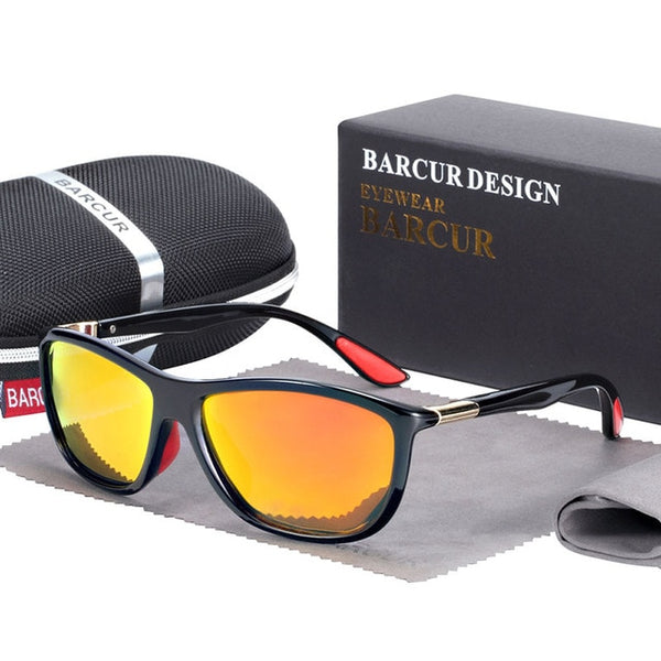 Men's Polarized Rectangular 'Ill Be Back' Plastic Sunglasses