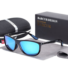 Men's Polarized Rectangular 'Ill Be Back' Plastic Sunglasses