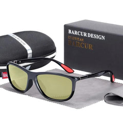 Men's Polarized Rectangular 'Ill Be Back' Plastic Sunglasses