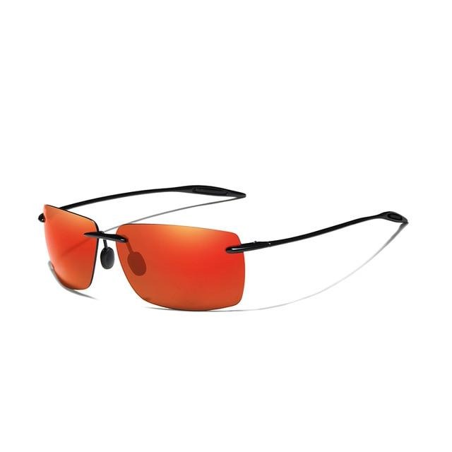 Men's Rimless Rectangular 'Battleship' Plastic Sunglasses