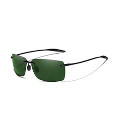 Men's Rimless Rectangular 'Battleship' Plastic Sunglasses